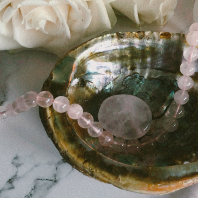 Rose quartz crystal necklace
